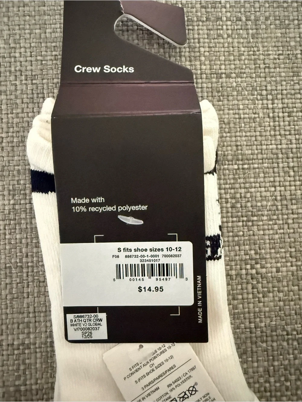 GAP Boys 3-Pack Crew Socks - Navy, Grey & White